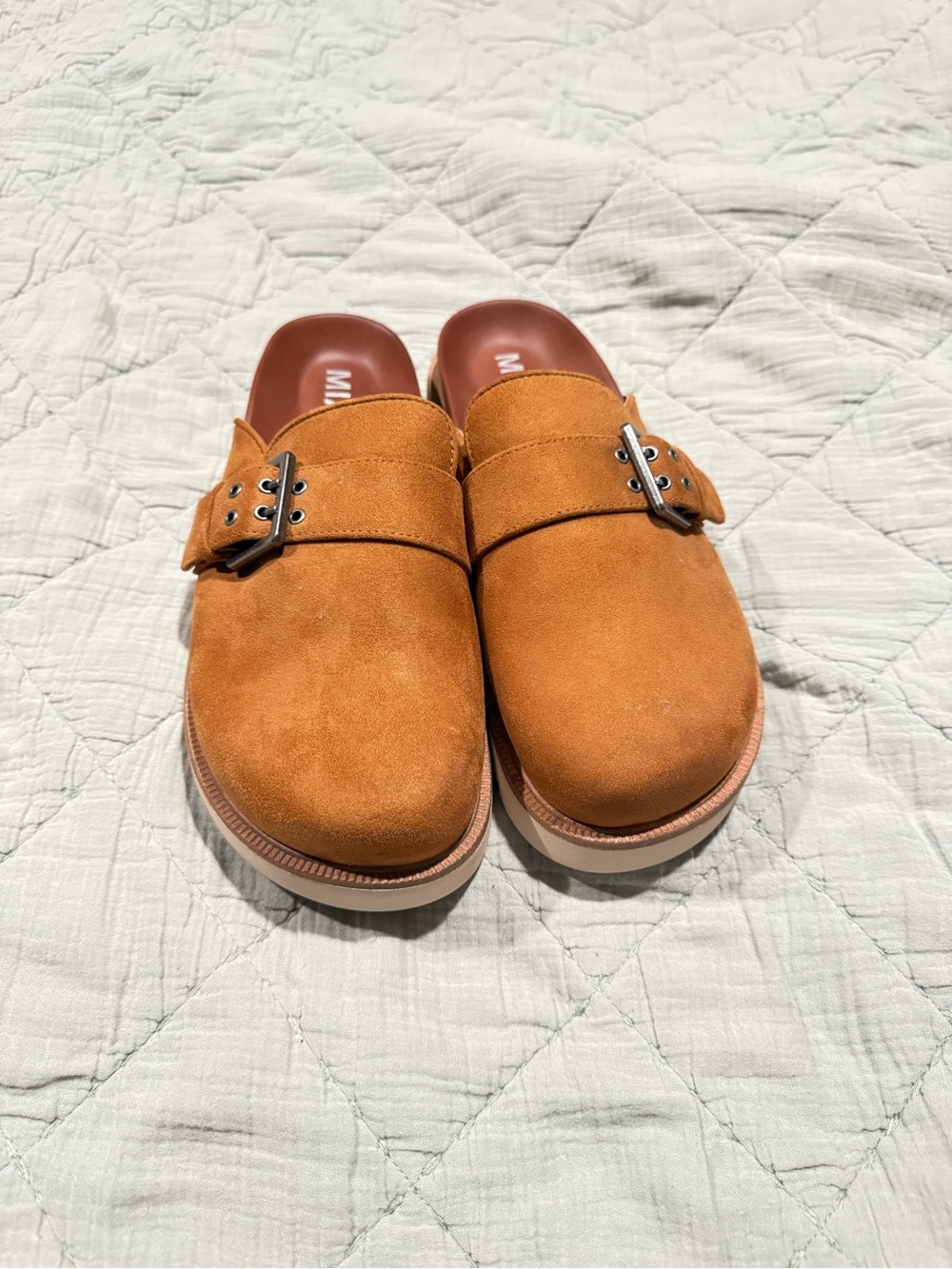 MIA Suede Buckle Mule in Rust - Picture 2 of 3